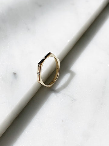THIN SQUARE RING + STONES